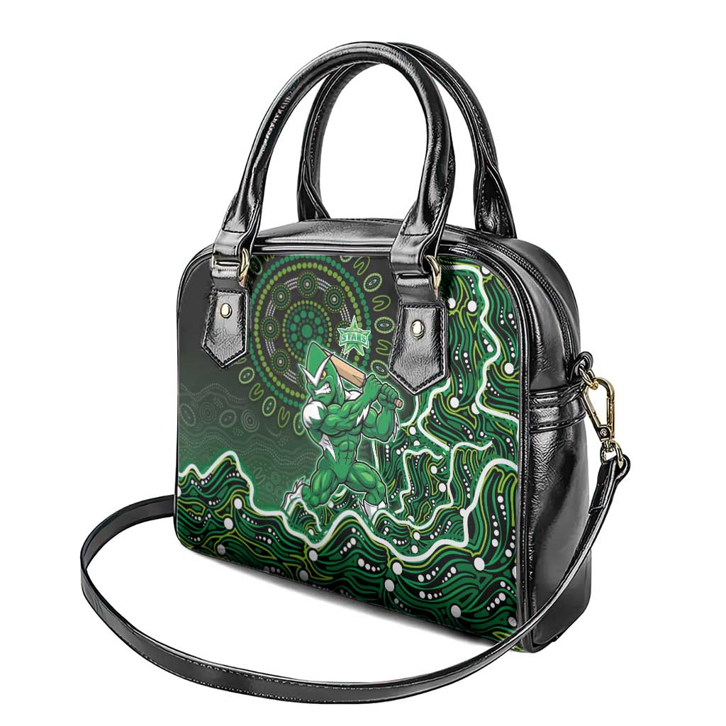 Melbourne Stars Cricket Mascot Shoulder Handbag Aboriginal Dot Art Green And Black Tribal Pattern