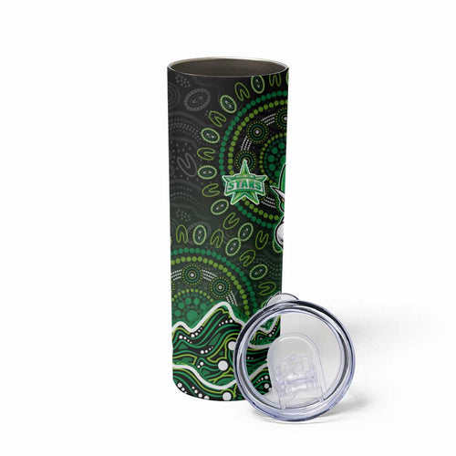 Melbourne Stars Cricket Mascot Skinny Tumbler Aboriginal Dot Art Green And Black Tribal Pattern