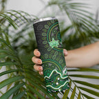 Melbourne Stars Cricket Mascot Skinny Tumbler Aboriginal Dot Art Green And Black Tribal Pattern