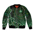 Melbourne Stars Cricket Mascot Sleeve Zip Bomber Jacket Aboriginal Dot Art Green And Black Tribal Pattern