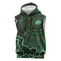 Melbourne Stars Cricket Mascot Sleeveless Hoodie Aboriginal Dot Art Green And Black Tribal Pattern