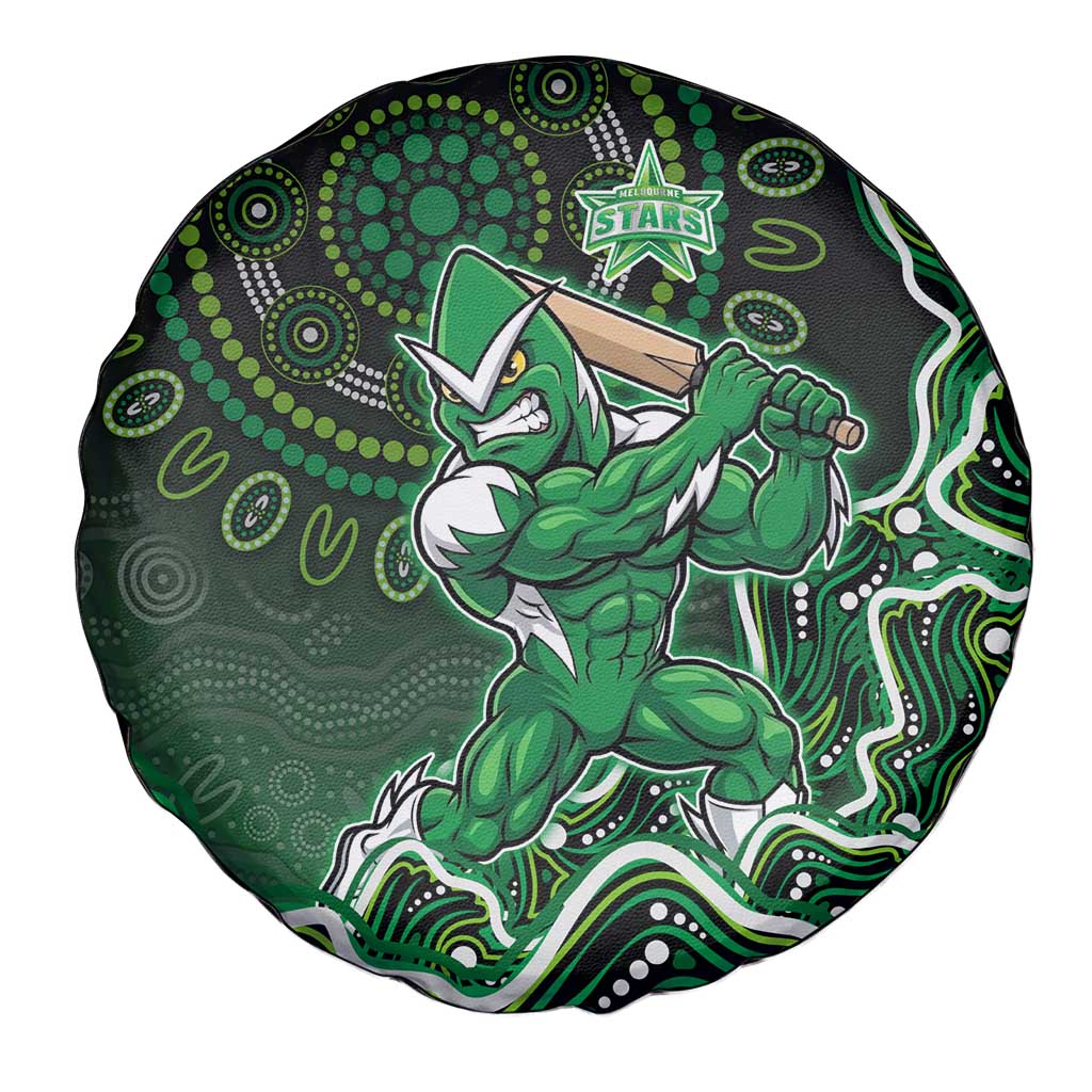 Melbourne Stars Cricket Mascot Spare Tire Cover Aboriginal Dot Art Green And Black Tribal Pattern