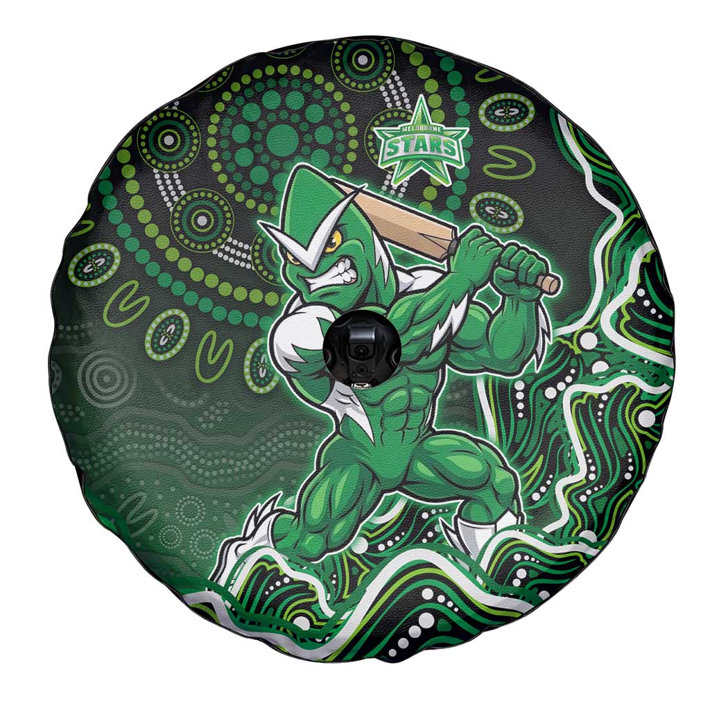 Melbourne Stars Cricket Mascot Spare Tire Cover Aboriginal Dot Art Green And Black Tribal Pattern