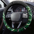 Melbourne Stars Cricket Mascot Steering Wheel Cover Aboriginal Dot Art Green And Black Tribal Pattern