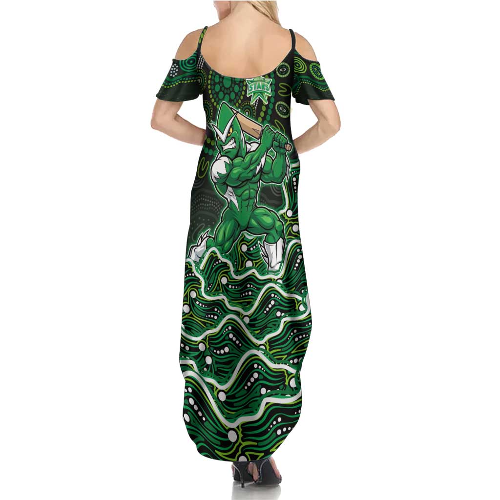 Melbourne Stars Cricket Mascot Summer Maxi Dress Aboriginal Dot Art Green And Black Tribal Pattern