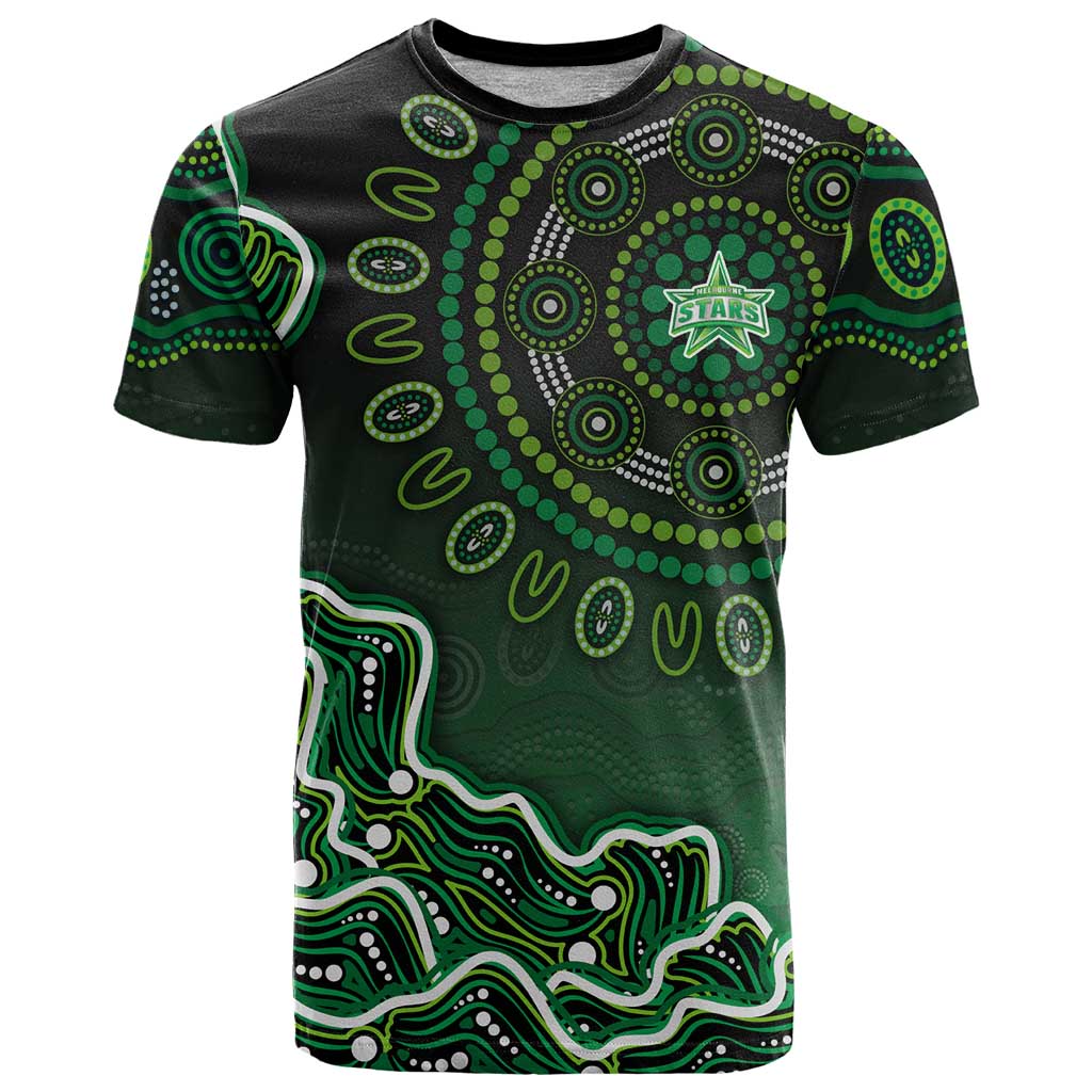 Melbourne Stars Cricket Mascot T Shirt Aboriginal Dot Art Green And Black Tribal Pattern