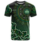 Melbourne Stars Cricket Mascot T Shirt Aboriginal Dot Art Green And Black Tribal Pattern