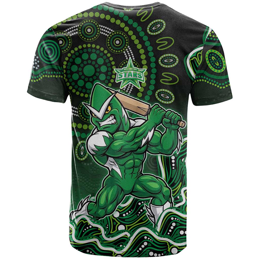 Melbourne Stars Cricket Mascot T Shirt Aboriginal Dot Art Green And Black Tribal Pattern