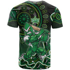 Melbourne Stars Cricket Mascot T Shirt Aboriginal Dot Art Green And Black Tribal Pattern