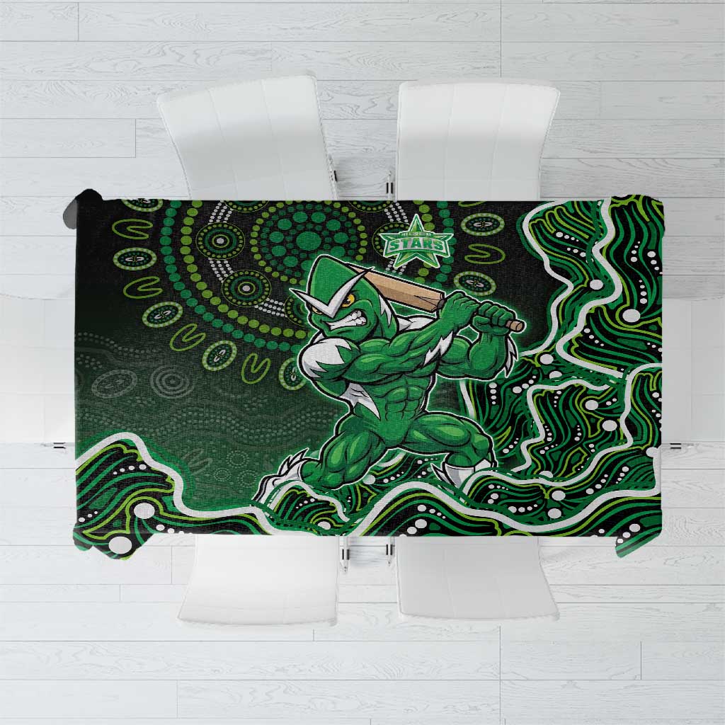 Melbourne Stars Cricket Mascot Tablecloth Aboriginal Dot Art Green And Black Tribal Pattern