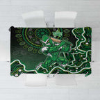 Melbourne Stars Cricket Mascot Tablecloth Aboriginal Dot Art Green And Black Tribal Pattern