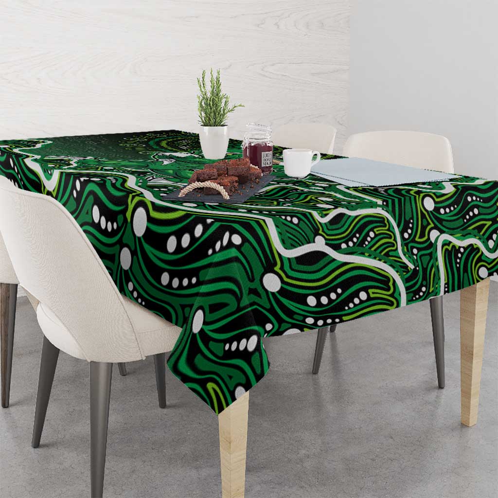 Melbourne Stars Cricket Mascot Tablecloth Aboriginal Dot Art Green And Black Tribal Pattern