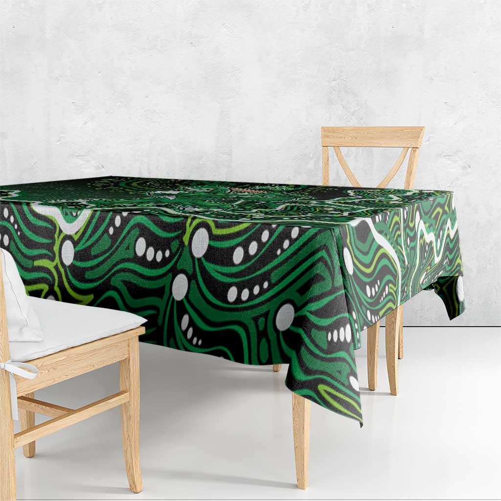 Melbourne Stars Cricket Mascot Tablecloth Aboriginal Dot Art Green And Black Tribal Pattern