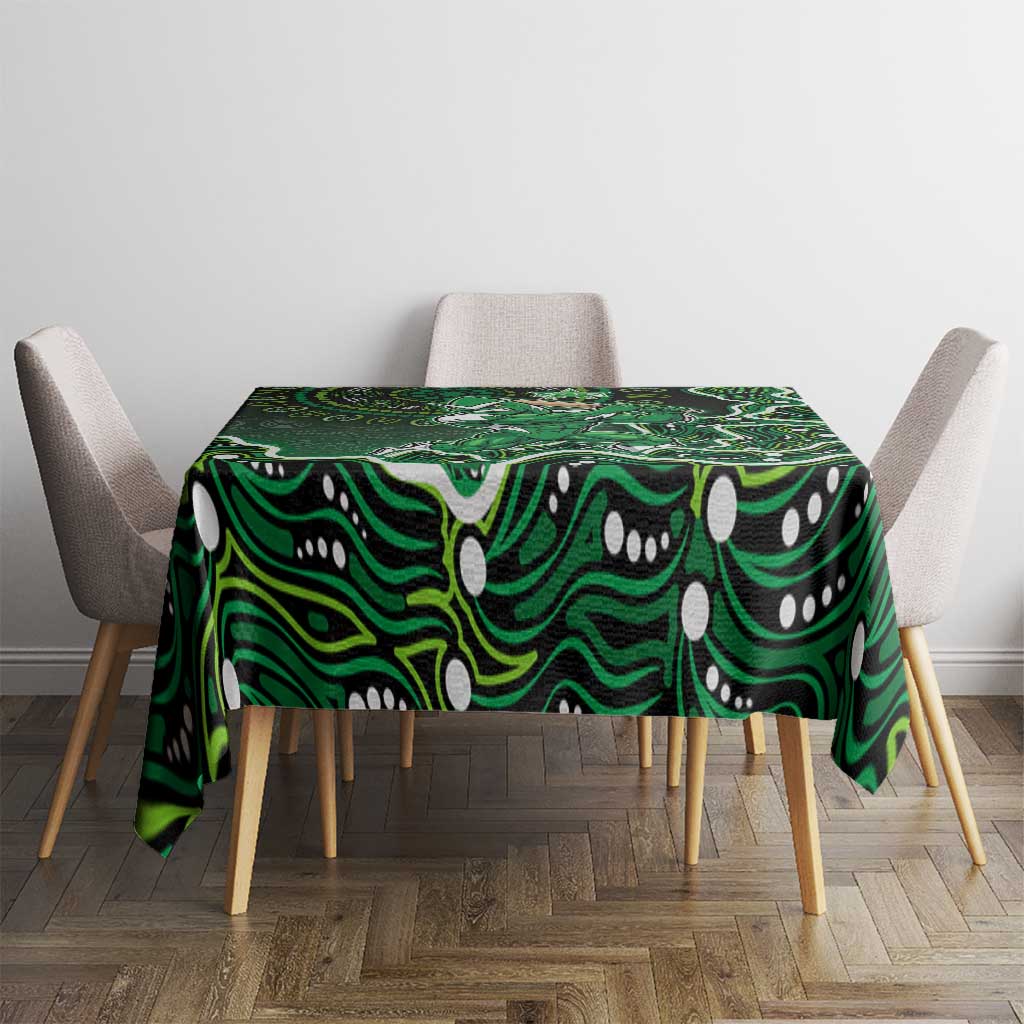 Melbourne Stars Cricket Mascot Tablecloth Aboriginal Dot Art Green And Black Tribal Pattern