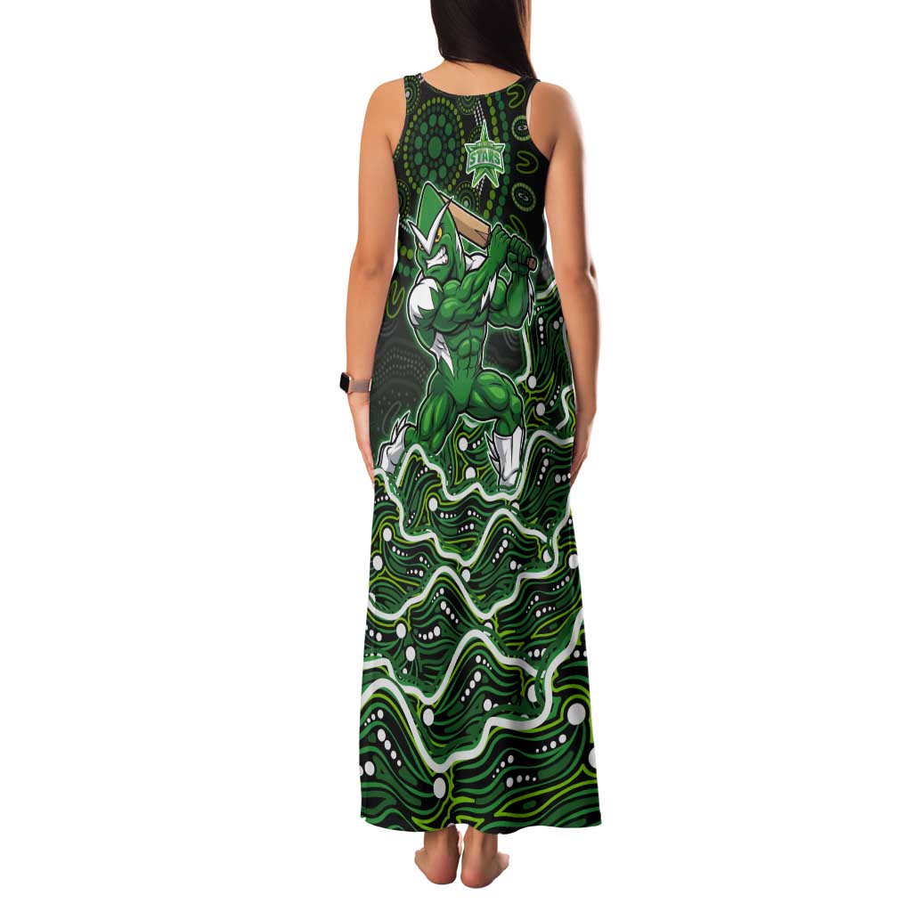 Melbourne Stars Cricket Mascot Tank Maxi Dress Aboriginal Dot Art Green And Black Tribal Pattern