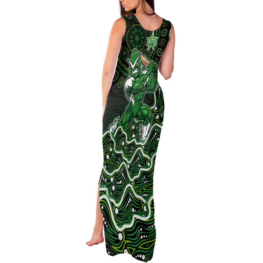Melbourne Stars Cricket Mascot Tank Maxi Dress Aboriginal Dot Art Green And Black Tribal Pattern