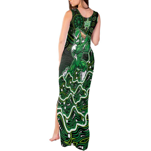 Melbourne Stars Cricket Mascot Tank Maxi Dress Aboriginal Dot Art Green And Black Tribal Pattern
