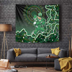 Melbourne Stars Cricket Mascot Tapestry Aboriginal Dot Art Green And Black Tribal Pattern