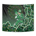 Melbourne Stars Cricket Mascot Tapestry Aboriginal Dot Art Green And Black Tribal Pattern