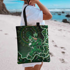 Melbourne Stars Cricket Mascot Tote Bag Aboriginal Dot Art Green And Black Tribal Pattern