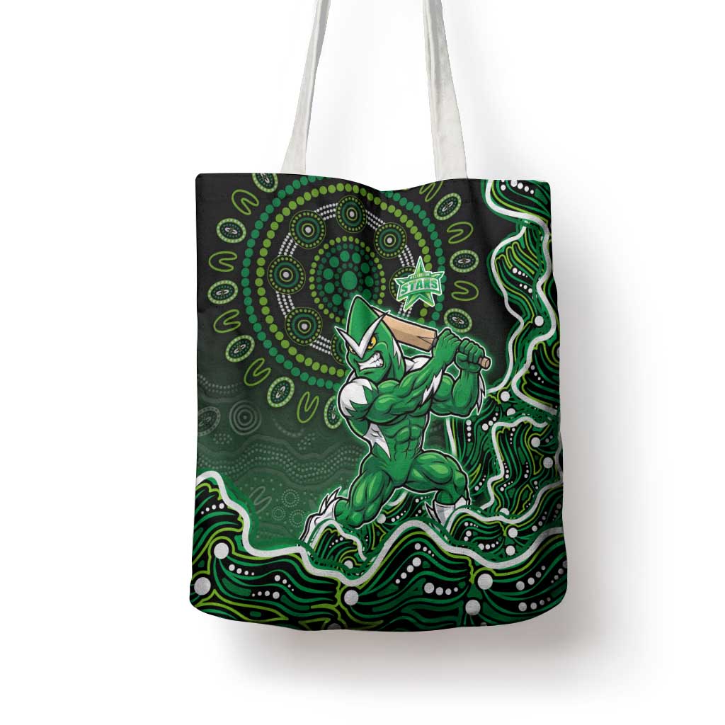 Melbourne Stars Cricket Mascot Tote Bag Aboriginal Dot Art Green And Black Tribal Pattern