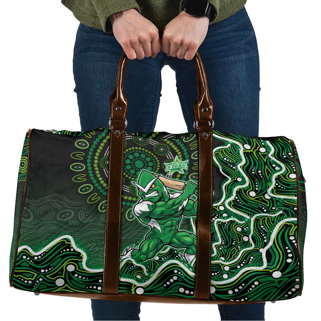 Melbourne Stars Cricket Mascot Travel Bag Aboriginal Dot Art Green And Black Tribal Pattern