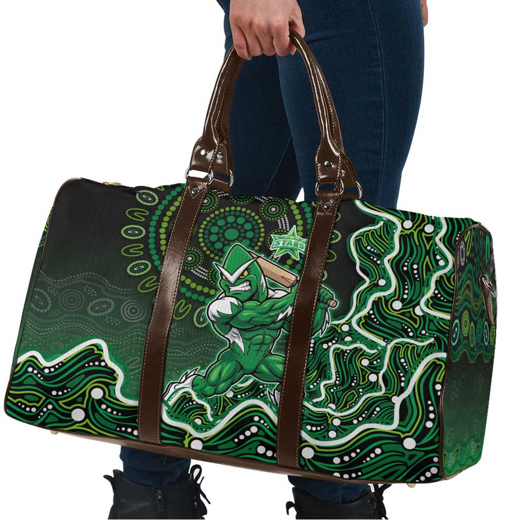 Melbourne Stars Cricket Mascot Travel Bag Aboriginal Dot Art Green And Black Tribal Pattern