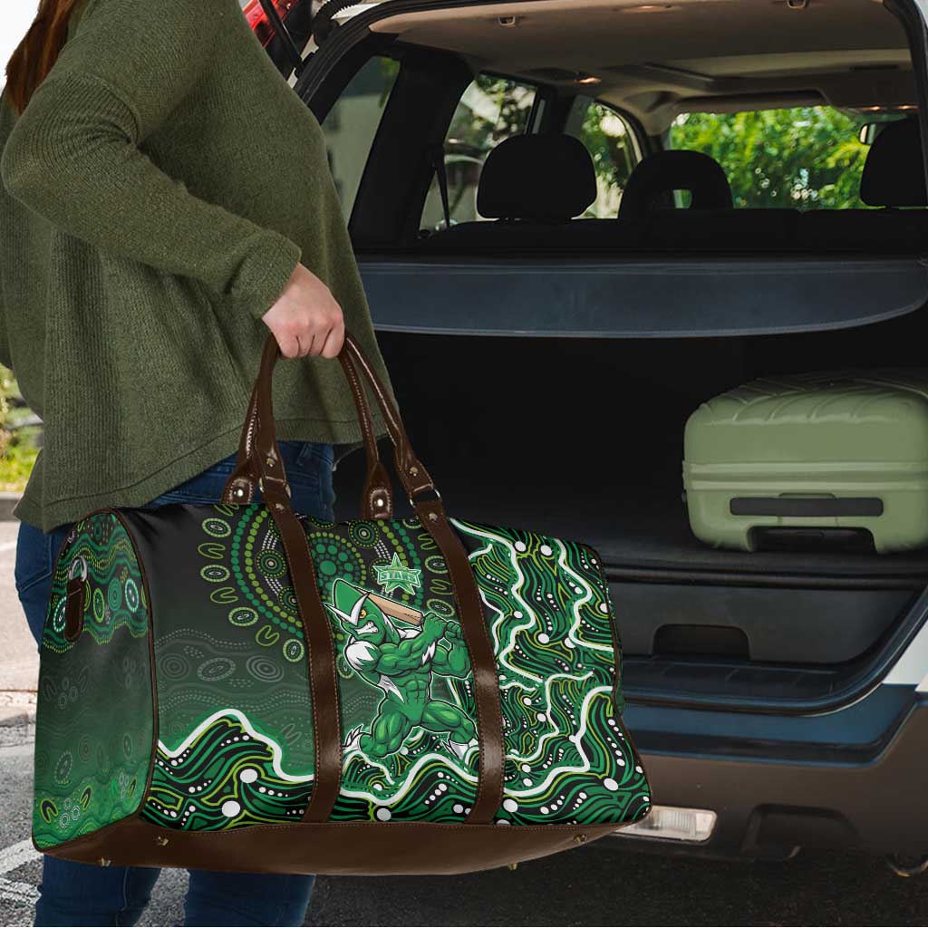 Melbourne Stars Cricket Mascot Travel Bag Aboriginal Dot Art Green And Black Tribal Pattern
