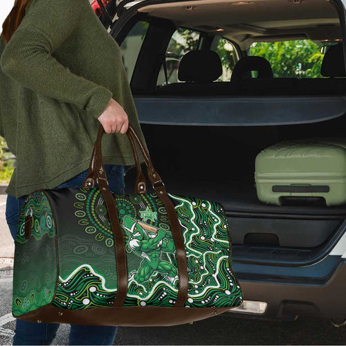 Melbourne Stars Cricket Mascot Travel Bag Aboriginal Dot Art Green And Black Tribal Pattern