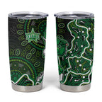Melbourne Stars Cricket Mascot Tumbler Cup Aboriginal Dot Art Green And Black Tribal Pattern