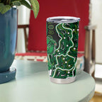 Melbourne Stars Cricket Mascot Tumbler Cup Aboriginal Dot Art Green And Black Tribal Pattern
