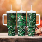 Melbourne Stars Cricket Mascot Tumbler With Handle Aboriginal Dot Art Green And Black Tribal Pattern