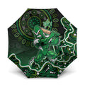 Melbourne Stars Cricket Mascot Umbrella Aboriginal Dot Art Green And Black Tribal Pattern