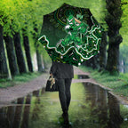 Melbourne Stars Cricket Mascot Umbrella Aboriginal Dot Art Green And Black Tribal Pattern