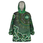 Melbourne Stars Cricket Mascot Wearable Blanket Hoodie Aboriginal Dot Art Green And Black Tribal Pattern