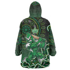 Melbourne Stars Cricket Mascot Wearable Blanket Hoodie Aboriginal Dot Art Green And Black Tribal Pattern