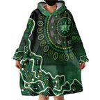 Melbourne Stars Cricket Mascot Wearable Blanket Hoodie Aboriginal Dot Art Green And Black Tribal Pattern