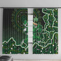 Melbourne Stars Cricket Mascot Window Curtain Aboriginal Dot Art Green And Black Tribal Pattern