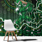 Melbourne Stars Cricket Mascot Window Curtain Aboriginal Dot Art Green And Black Tribal Pattern
