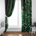 Melbourne Stars Cricket Mascot Window Curtain Aboriginal Dot Art Green And Black Tribal Pattern
