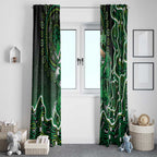 Melbourne Stars Cricket Mascot Window Curtain Aboriginal Dot Art Green And Black Tribal Pattern