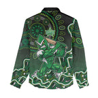 Melbourne Stars Cricket Mascot Women Casual Shirt Aboriginal Dot Art Green And Black Tribal Pattern