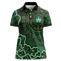 Melbourne Stars Cricket Mascot Women Polo Shirt Aboriginal Dot Art Green And Black Tribal Pattern