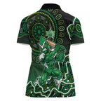 Melbourne Stars Cricket Mascot Women Polo Shirt Aboriginal Dot Art Green And Black Tribal Pattern