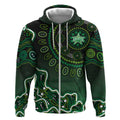 Melbourne Stars Cricket Mascot Zip Hoodie Aboriginal Dot Art Green And Black Tribal Pattern