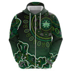 Melbourne Stars Cricket Mascot Zip Hoodie Aboriginal Dot Art Green And Black Tribal Pattern