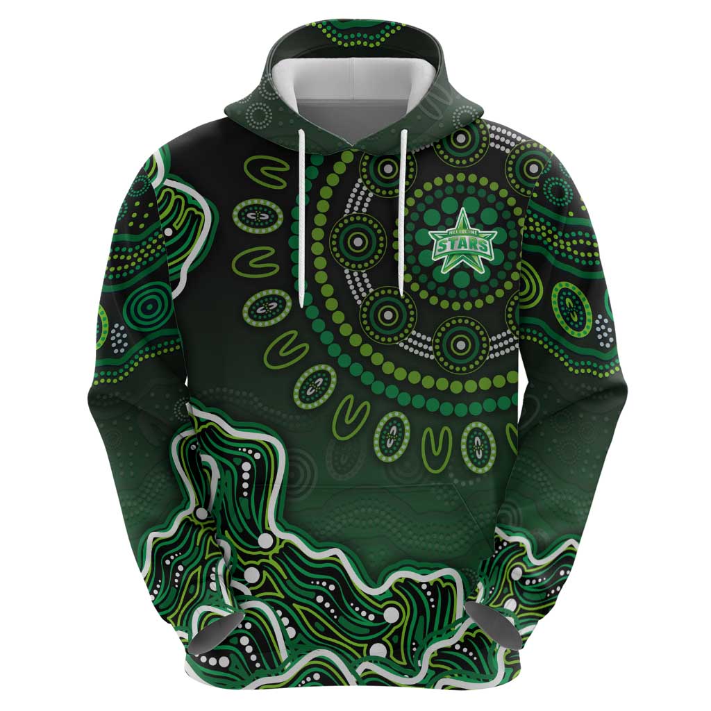 Melbourne Stars Cricket Mascot Zip Hoodie Aboriginal Dot Art Green And Black Tribal Pattern