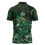 Melbourne Stars Cricket Mascot Zipper Polo Shirt Aboriginal Dot Art Green And Black Tribal Pattern