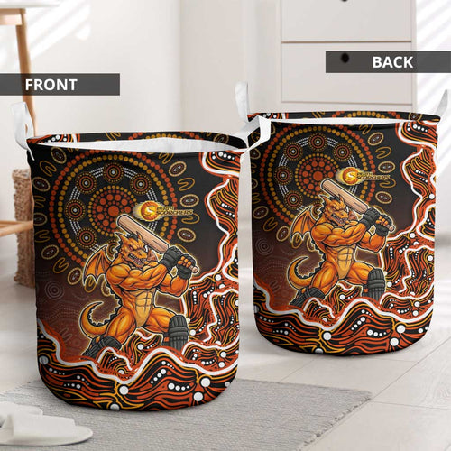 Perth Scorchers Cricket Mascot Laundry Basket Aboriginal Dot Art Orange And Black Tribal Pattern