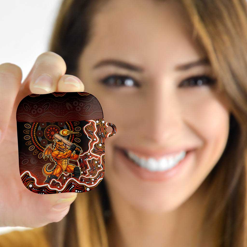 Perth Scorchers Cricket Mascot AirPods Case Aboriginal Dot Art Orange And Black Tribal Pattern